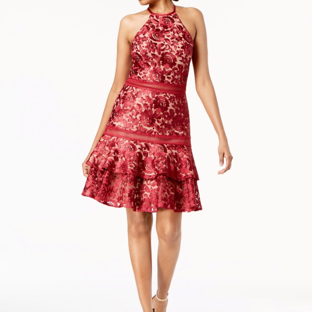 Xscape red lace dress